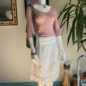 Women's  White Lace-Trim Tiered Skirt